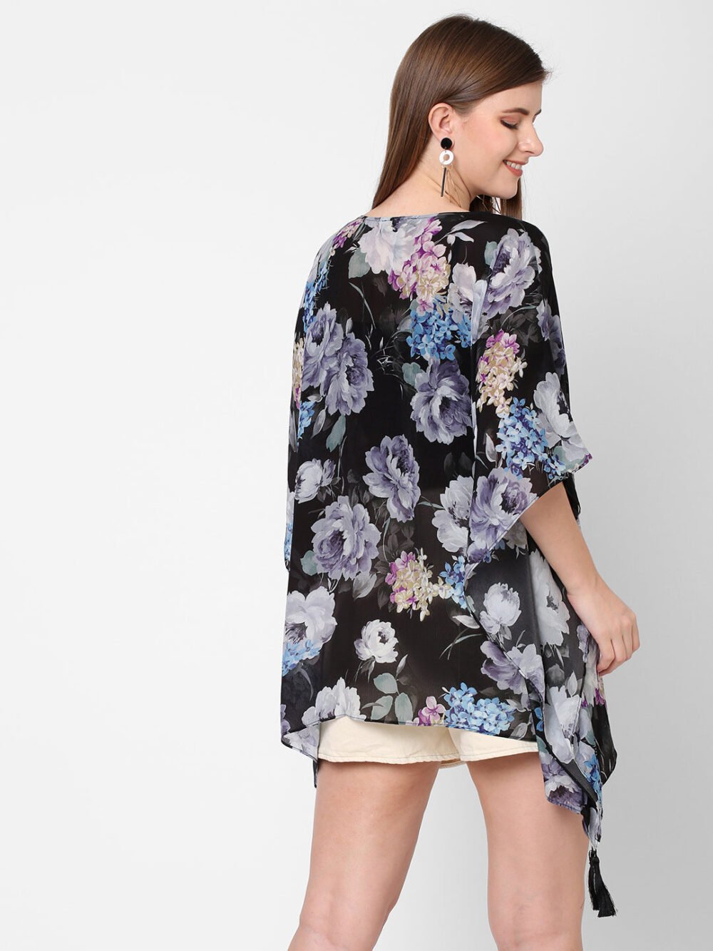 Black Print Kaftan Top - Image 3