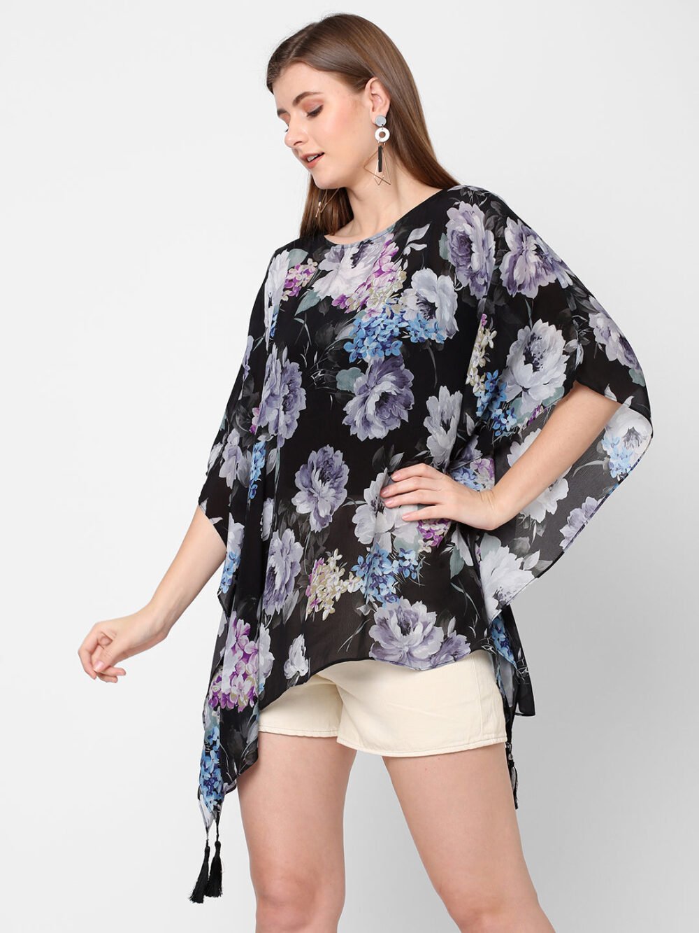 Black Print Kaftan Top - Image 5