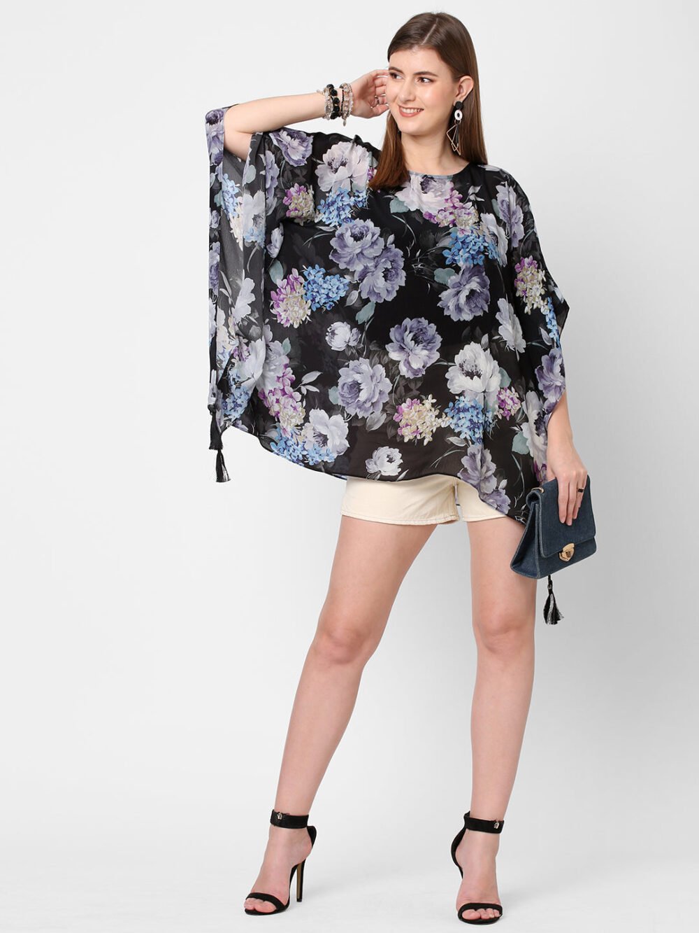 Black Print Kaftan Top - Image 6