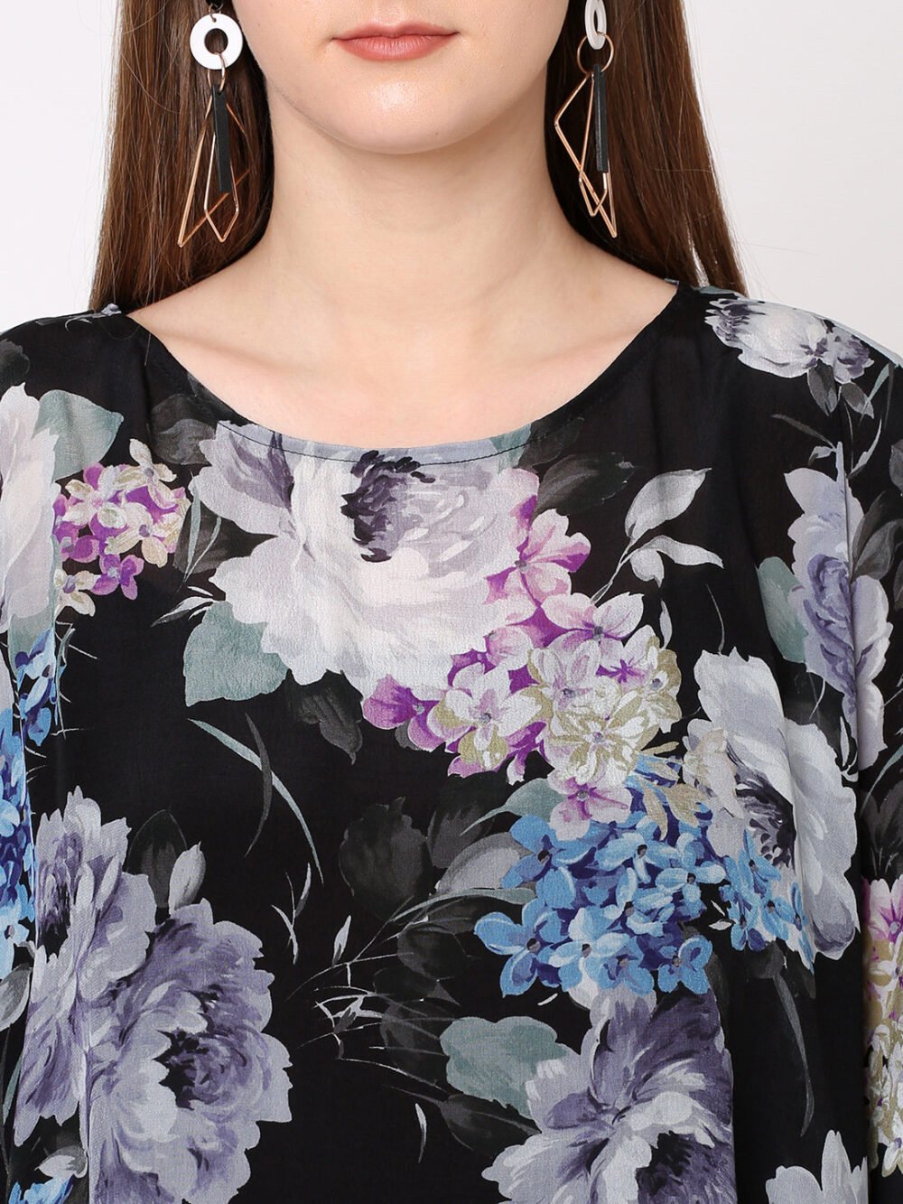 Black Print Kaftan Top - Image 4