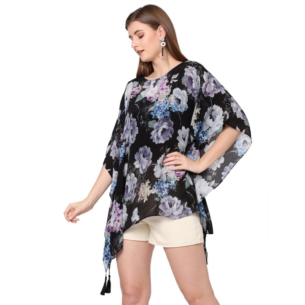 Black Print Kaftan Top - Image 2