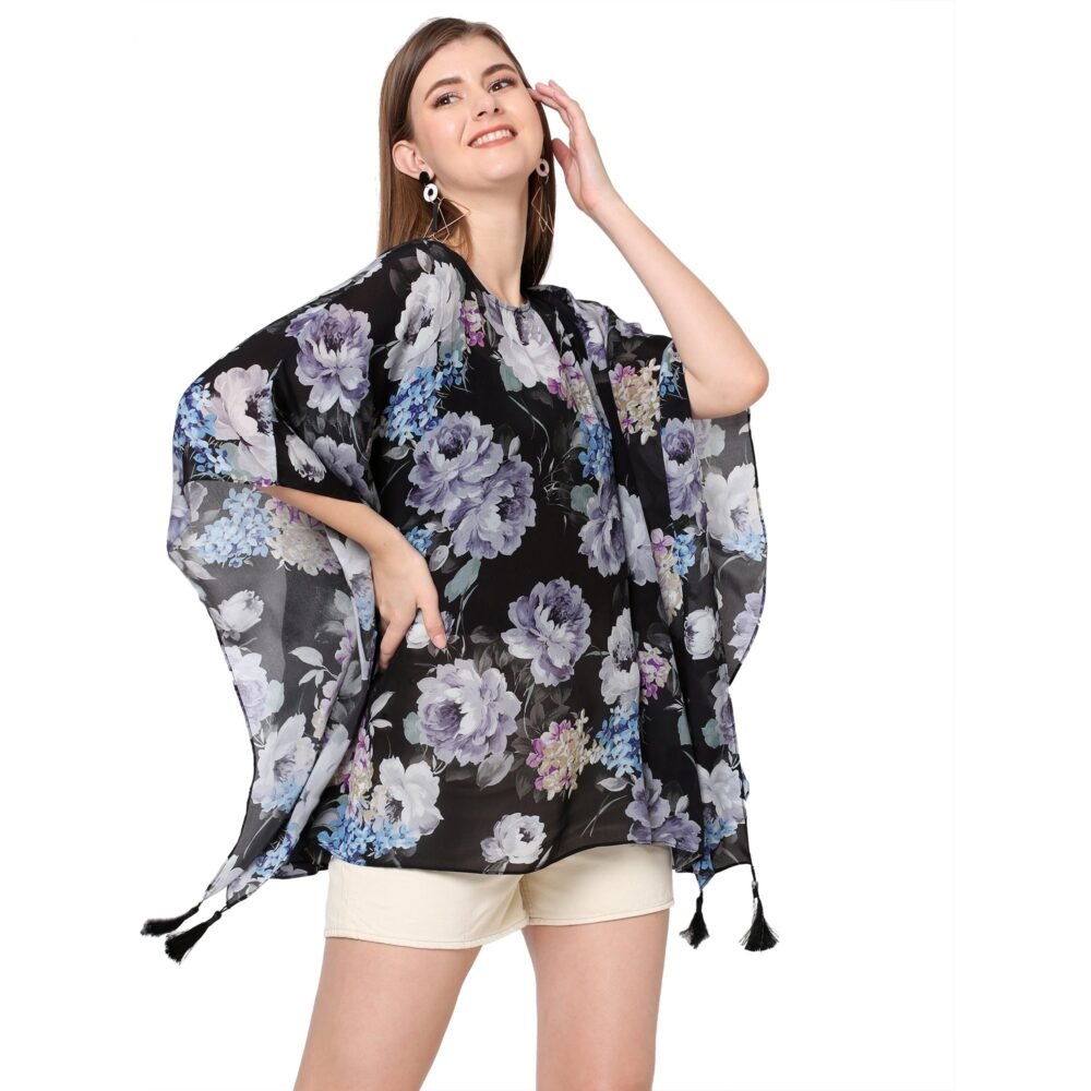 Black Print Kaftan Top - Image 3