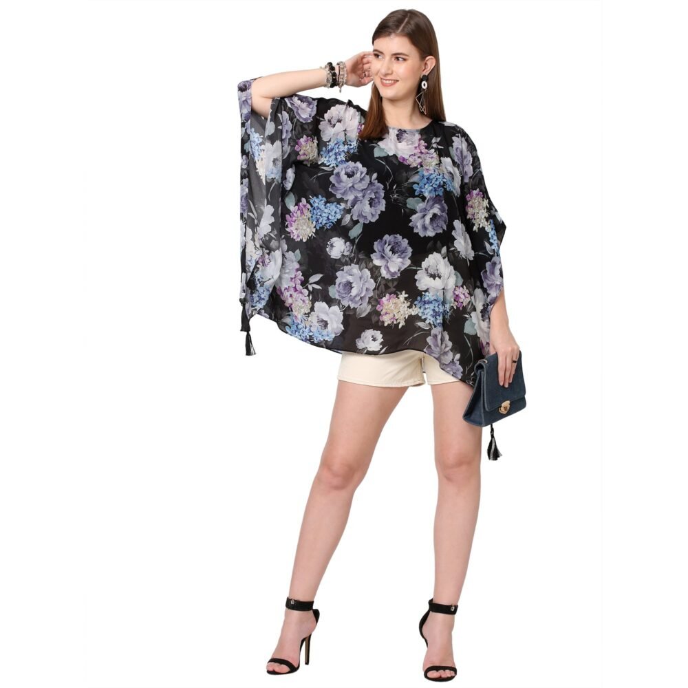 Black Print Kaftan Top - Image 4
