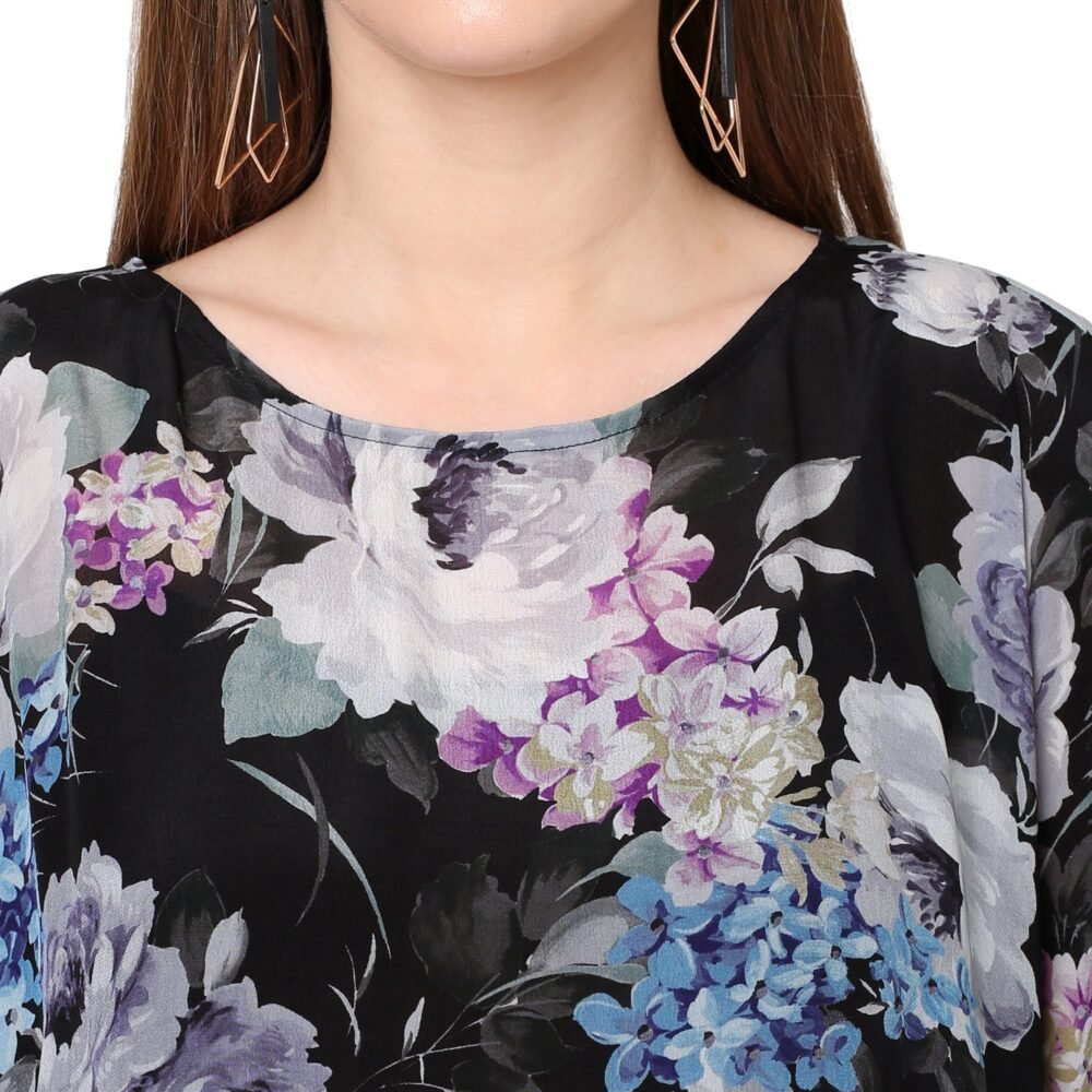 Black Print Kaftan Top - Image 6