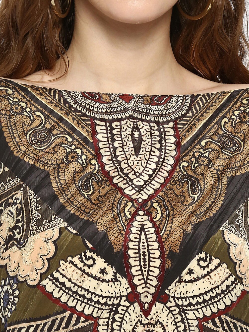 Black & Olive Color Printed Poncho - Image 5