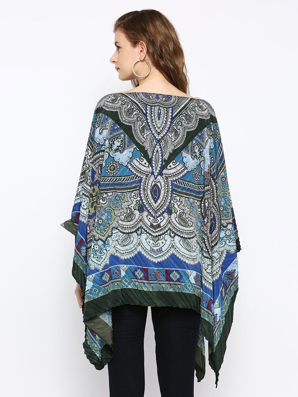 Blue Color Printed Poncho - Image 4