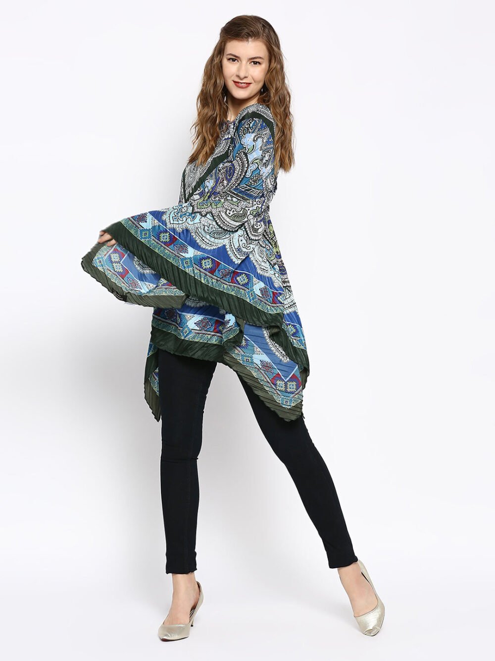 Blue Color Printed Poncho - Image 6