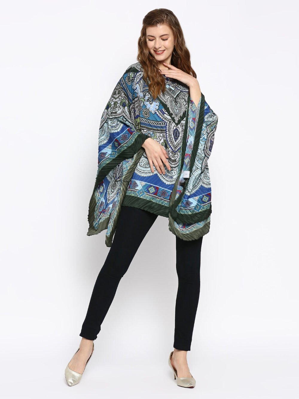 Blue Color Printed Poncho - Image 7