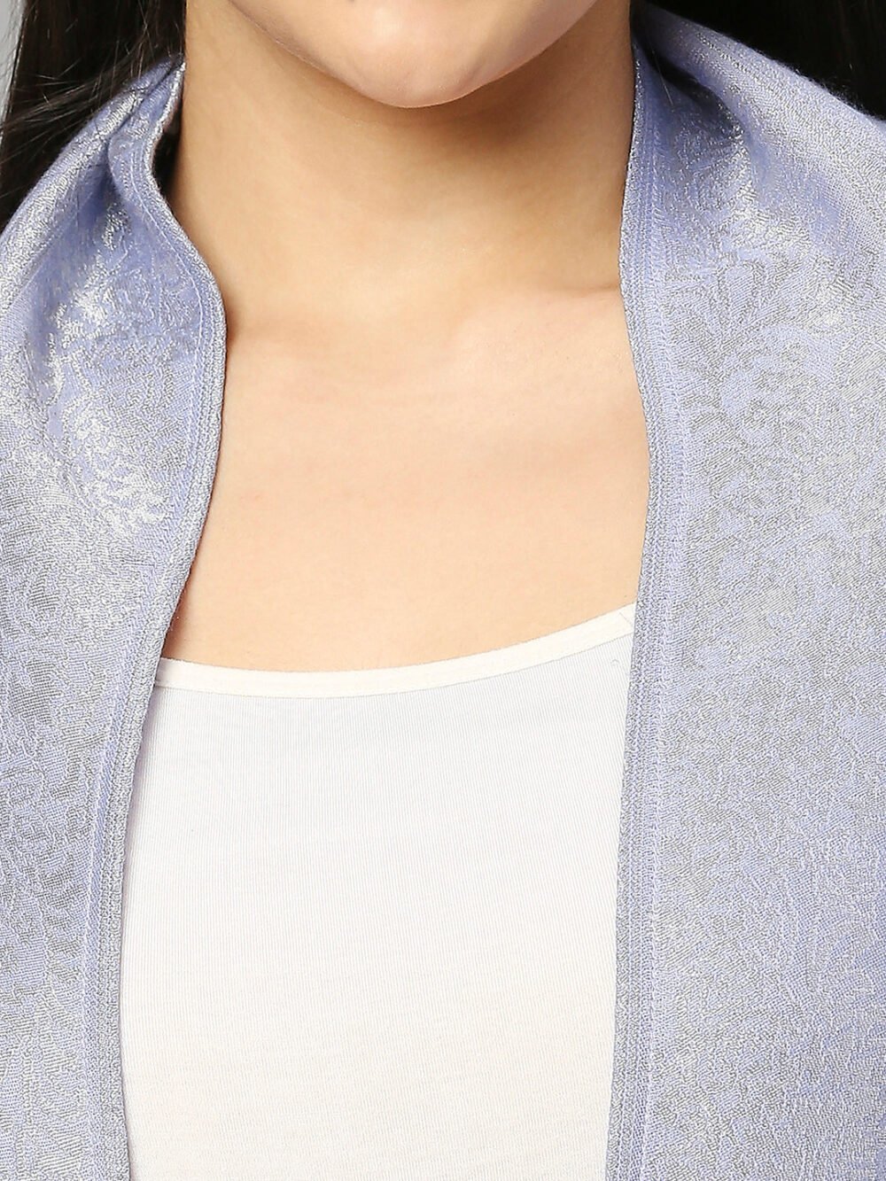 Floral Patterned Lavender & Silver Shrug - Image 6