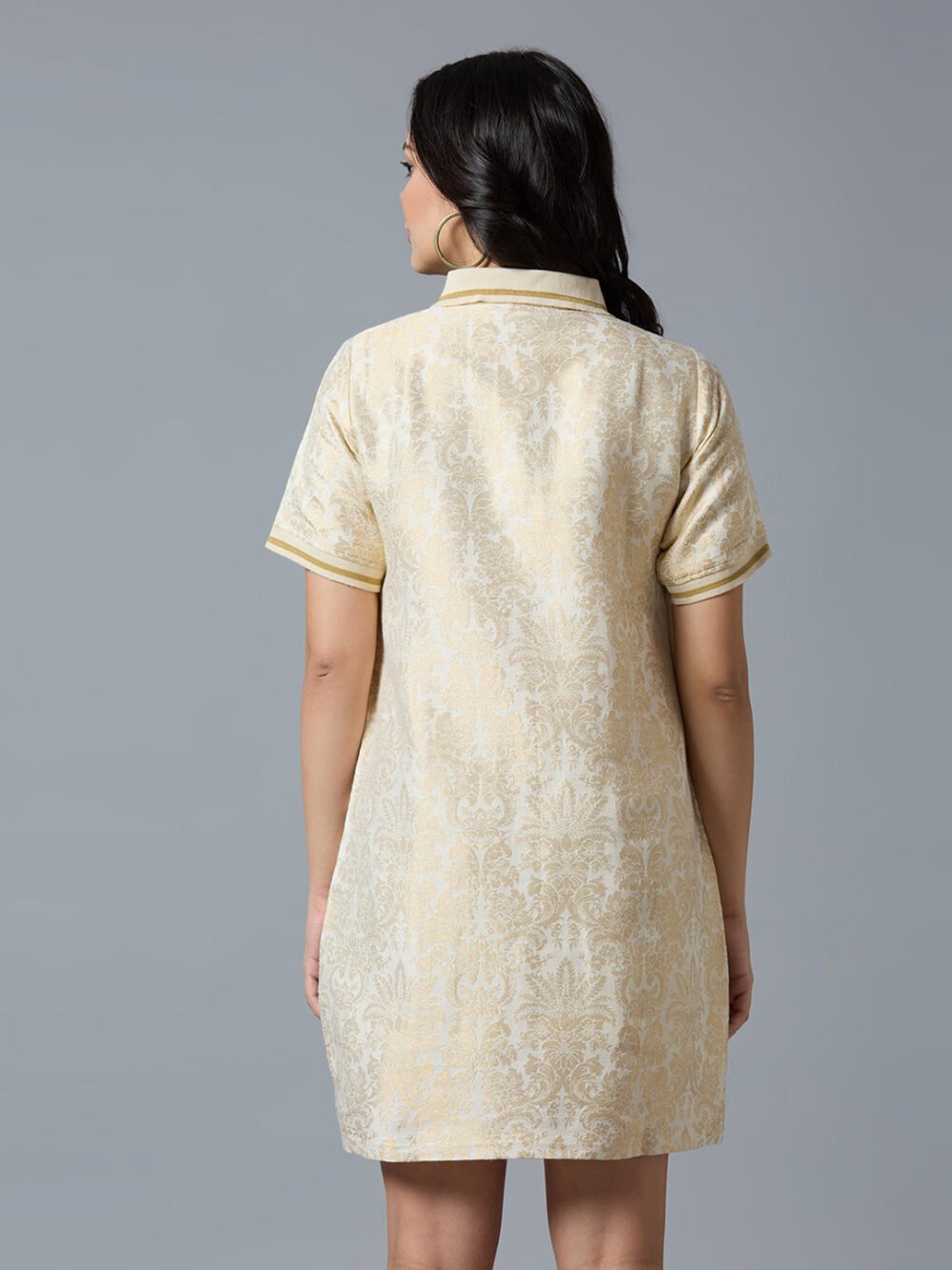 Ivory Gold Tapestry Designed T-Shirt Dress - Image 4