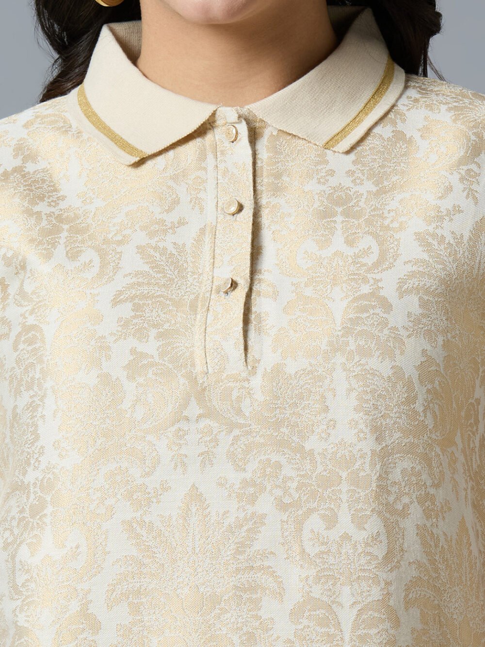 Ivory Gold Tapestry Designed T-Shirt Dress - Image 5